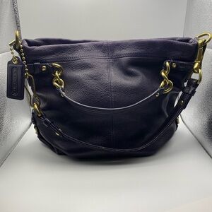 Coach Dark Purple Leather Shoulder Bag